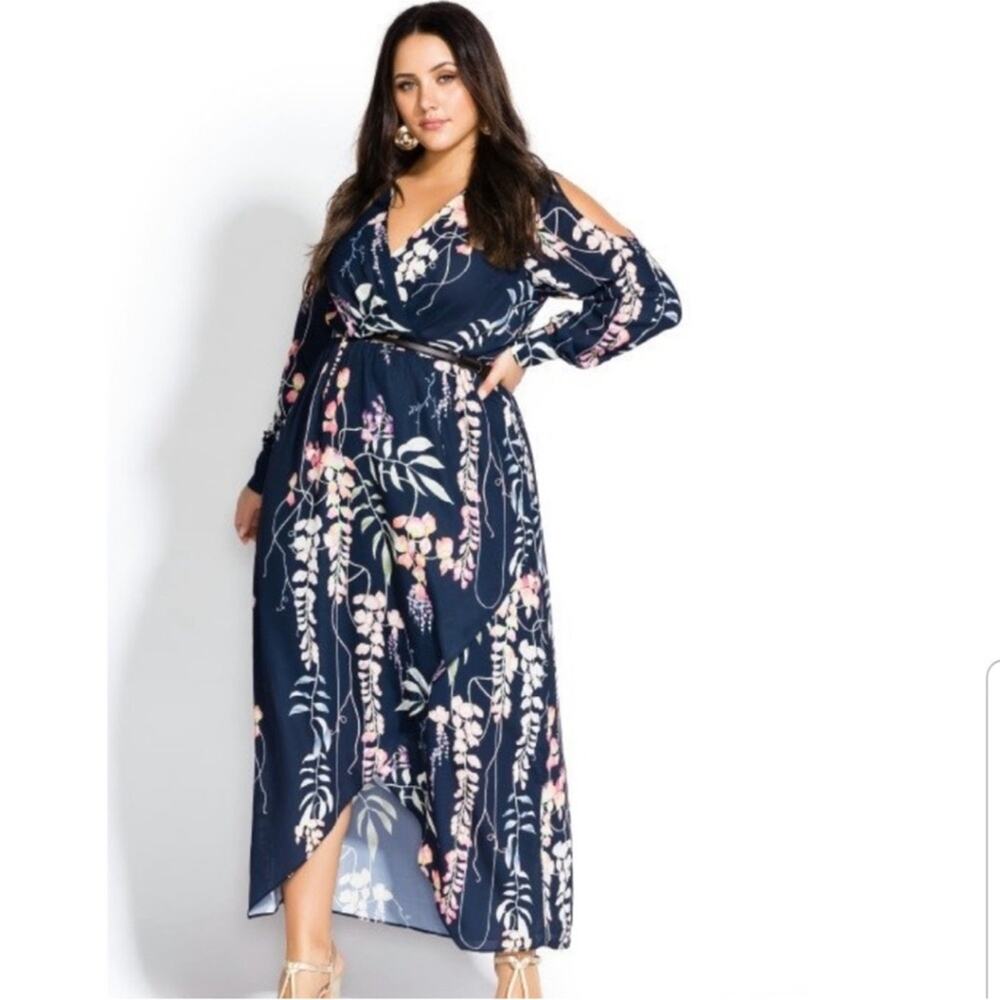 City Chic "Hot House Vine" Maxi Dress Plus 20